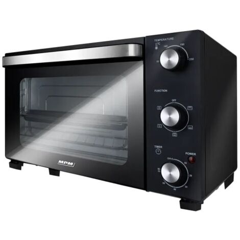 MPM forno elettrico a libera installazione de 22 litri, ricircolo, mini forno, timer, 230 °C, 1300 W, colore nero
