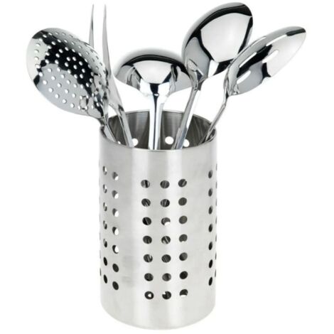 Set Attrezzi Mestoli Utensili da Cucina 5pz in Acciaio Inox con Contenitore (1/5)
