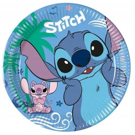 Piatti di carta a tema Stitch e Angel Lilo, per feste di compleanno a tema fiabesco, 20 cm, 8 pezzi. (1/3)