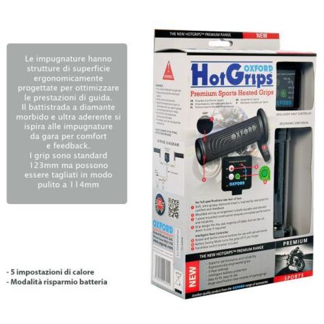 Manopole riscaldate Oxford Premium Sport da 22 mm con modalità di risparmio energetico (1/2)