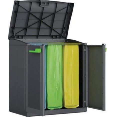 Keter – Pattumiera Moby Compact Store 3 ante – Resina antracite – 3 scomparti Lt. 330 (110+110+110) – Dimensioni 90x55x100 h (1/10)