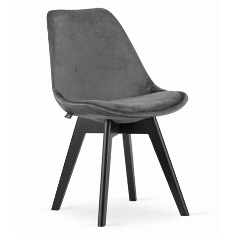 Sedia scandinava moderna per la cucina sala da pranzo MILEO PREMIUM VELLUTO GRIGIO SCURO (1/5)
