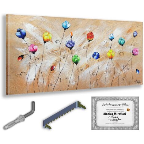 Monica Mirafiori  Dipinto a mano al 100%  Quadro con papaveri  140x70 cm  Dipinto dipinto a mano  Pittura acrilica  Quadro acrilico di grandi dimensioni  Arte moderna  Stampe artistiche (1/5)