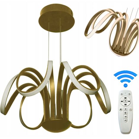 Lampada a sospensione moderna, plafoniera, lampadario a LED, telecomando, 3 colori oro (1/5)