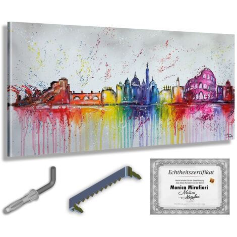Monica Mirafiori  Dipinto a mano al 100%  Quadro di Roma  140x70 cm  Dipinto dipinto a mano  Pittura acrilica  Quadro acrilico di grandi dimensioni  Arte moderna  Stampe artistiche (1/5)