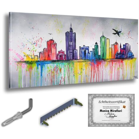 Monica Mirafiori  Dipinto a mano al 100%  Quadro Francoforte  140x70cm  Dipinto dipinto a mano  Pittura acrilica  Quadro acrilico di grandi dimensioni  Arte moderna  Stampe artistiche (1/5)