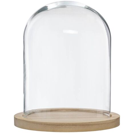 Paralume in vetro da 29,5 cm con base in legno, marrone (1/4)