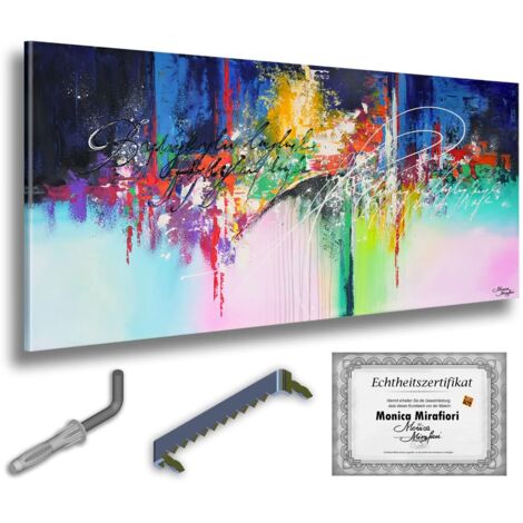 Monica Mirafiori  100% dipinto a mano  Quadro astratto e a colori 140x70 cm  Dipinto a mano  Pittura acrilica  Quadro acrilico di grandi dimensioni  Arte moderna  Stampe artistiche (1/5)
