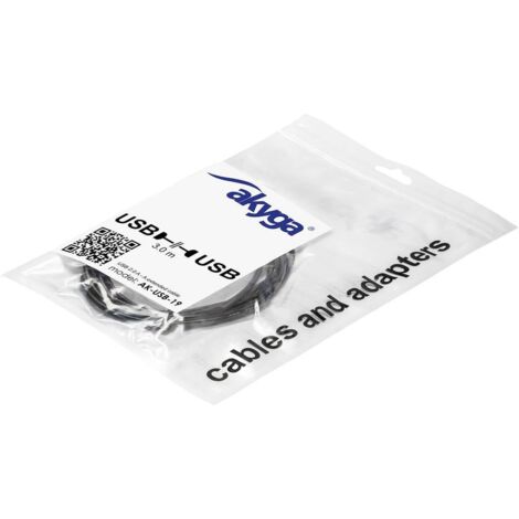 Akyga Cavo USB Spina USB-A, Presa USB-A 3.00 m Nero AK-USB-19 (1/3)