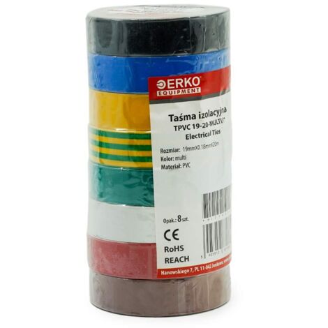 Nastro isolante grande 19 mm 20 m MIX 8 pezzi erko (1/5)