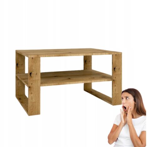 Tavolino da caffè Evoke Coastal in rovere, moderno ed elegante, con ripiano 90x58x50 cm (1/5)
