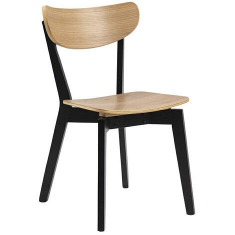 Sedia in legno Roxby, base nera naturale (1/5)