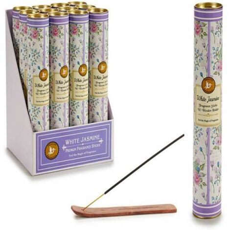 Set di bastoncini d'incenso in scatola di latta - Gelsomino (12x30 pezzi) + supporto (1/2)