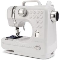 Clatronic Macchina da cucire a mano NM 3795 Bianca e Argento con Funzioni di Cucito di Precisione e Design Elegante