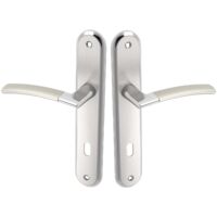 Maniglia per porta su piastra lunga con chiave, LUXOR Satin