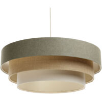 Lampada sospesa boho elegante E27 1x40w tessuto strutturato su grigio in plastica in PVC, beige, bianco H: 90 cm Ø40 cm Dimmabile