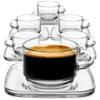 Tazza in vetro con piattino da 250 ml, 6 pezzi.