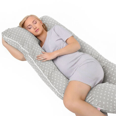 Almohada de embarazo en forma de U para dormir de lado y amamantar - Estrellas grises