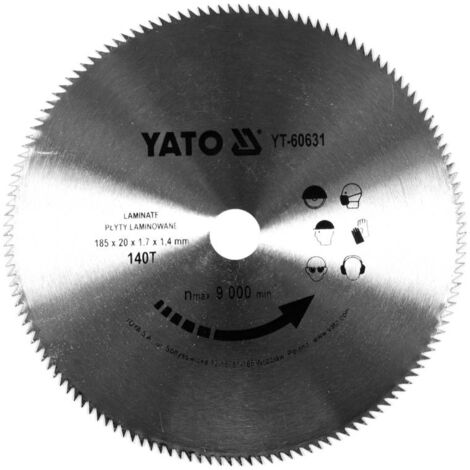 YATO, modelo YT-60631, Hoja de sierra circular de 18,5 cm, 1 pieza, ideal para cortes precisos en madera, metal y plástico, alta durabilidad, herramienta profesional
