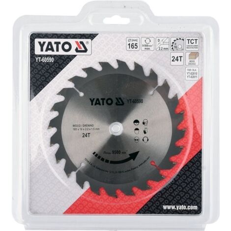 Disco de corte para madera TCT 165 x 24 x 16 mm YT-60590 YATO