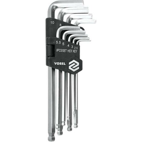 VOREL 56475 - llave hexagonal con bola de set 9pcs 2.5-10mm CRV (1/2)