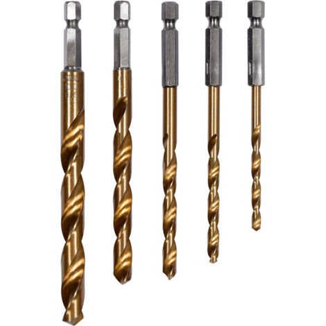 Brocas para metal (5 unidades, 4-10 mm, hexagonales, con revestimiento de titanio) - YT-44700 (1/2)
