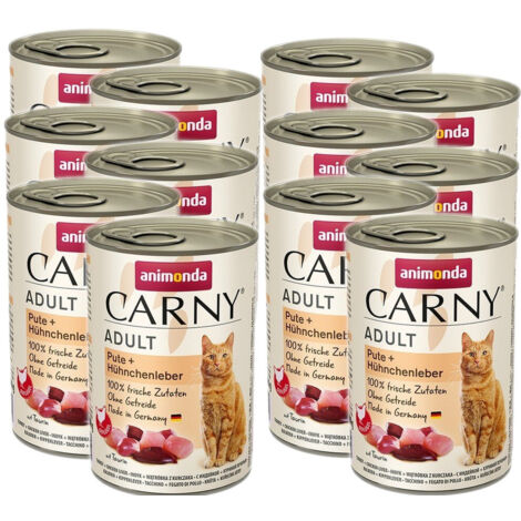 ANIMONDA Cat Carny Adult alimento húmedo para gatos con hígado de pollo y pavo 12x400g