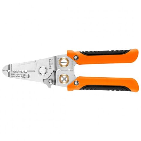 NEO TOOLS Multiherramienta 6 en 1  Pelacables para cables eléctricos de 0,8 a 3,2 mm - Cúter - Crimpadora - Torsión de cables - Separación de cables - Sosteniendo los cables (1/5)
