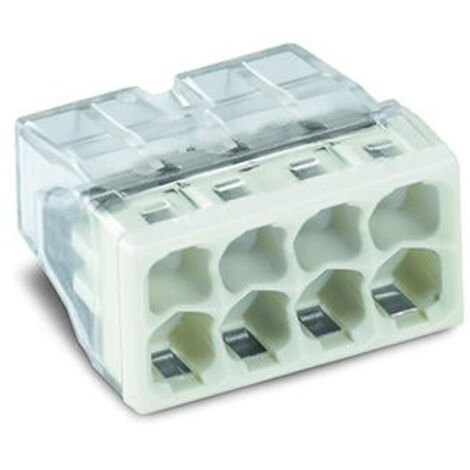 Borne de palanca WAGO para todo tipo de conductores - 8 x 0,5 hasta 2,5mm² - Transparente/gris - 50 unidades - 2273-208