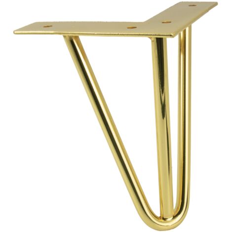 Pata de mueble de horquilla, altura 15 cm, 3 varillas, cromo dorado