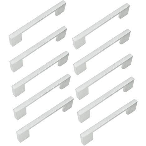10 x Tirador para mueble plateado de 96 mm de metal (1/5)