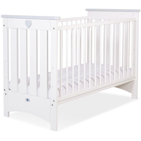 Cuna de madera 120x60cm Lorenzo III blanca y gris, con protectores de mordedores