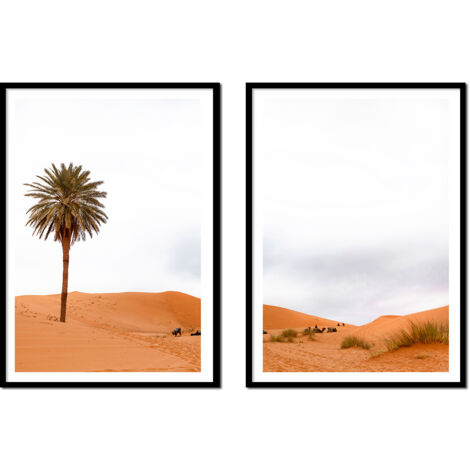 CUADRO ENMARCADO 53x73cm Díptico Conjunto de 2 cuadros Palm Desert Boho P2165 (1/3)