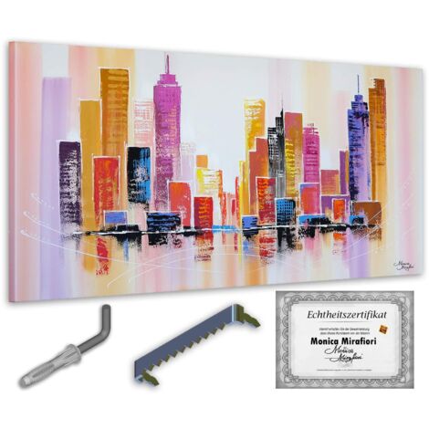 Monica Mirafiori I Pintura Centro Ciudad I 140x70cm Pintura acrílica Arte moderno Cuadros artísticos Salón, dormitorio (1/5)