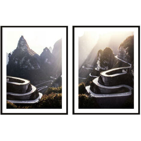 POSTERS CON FOTOS EN MARCO 53x73cm Díptico Conjunto de 2 cuadros Camino de Montaña P2092 (1/3)