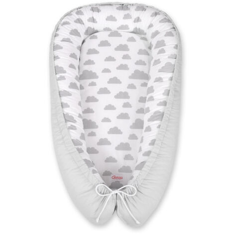 Capullo para bebé, doble cara, parque infantil, arrullo, Premium BOBONO - nubes grises/gris