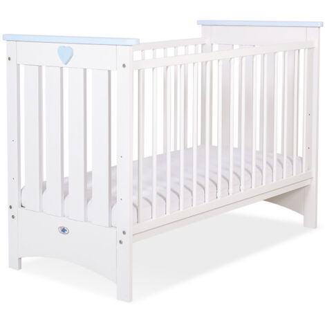 Cuna de madera 120x60cm Lorenzo III blanca y azul, con cubre mordedores