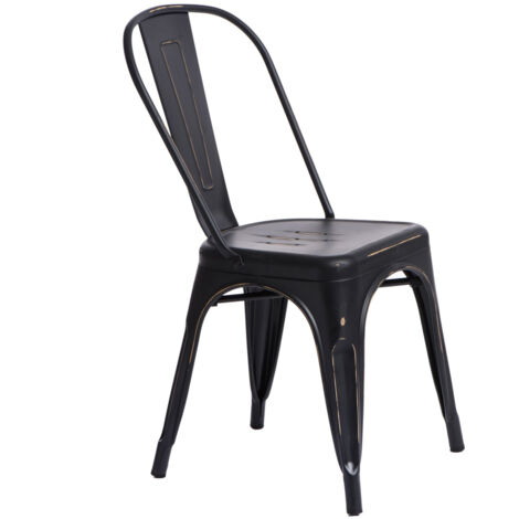 Silla industrial antigua de metal negro de París