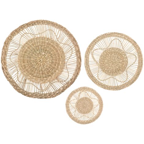 Juego de 2 decoraciones de pared - caña - D38 cm - Atmosphera créateur d'intérieur