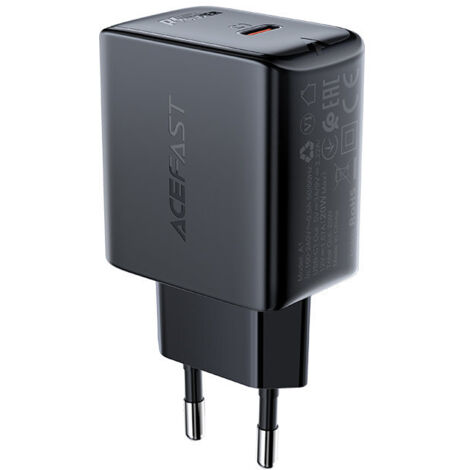 Cargador de pared USB-C rápido de 20 W con suministro de energía (negro) (1/5)