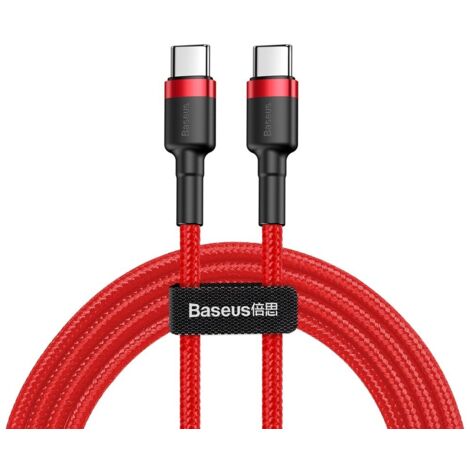 Cable trenzado duradero USB-C a USB-C QC3 de 1 m - rojo (1/5)