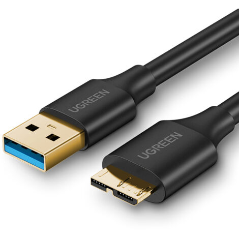 Cable para disco duro USB-A 3.0 - Micro USB-B SuperSpeed 5Gb/s de 1 m, color negro (1/5)