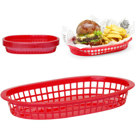 Cesta de pan ovalada roja (6 piezas) - Hendi 426319
