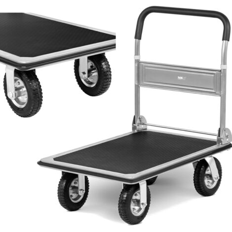 Carro de plataforma de almacén plegable manual, 1 lado, hasta 300 kg, 80 x 60 cm