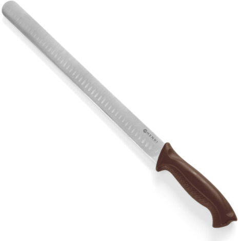 Cuchillo de carnicero para jamón y salmón, forma esférica, HACCP, largo, 490 mm, marrón - HENDI 842966