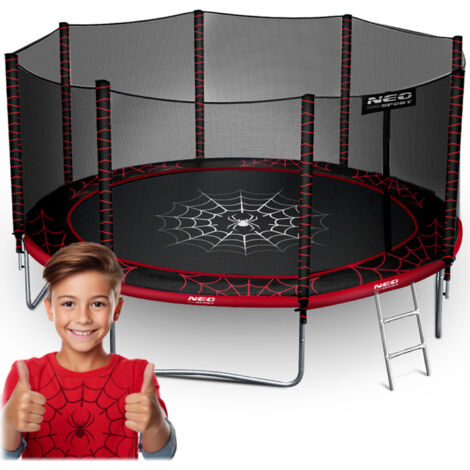 Cama elástica de jardín de 374 cm con red exterior y escalera Neo-Sport