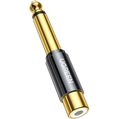 Adaptador de conector jack dorado de 6,35 mm macho a RCA hembra (1/5)