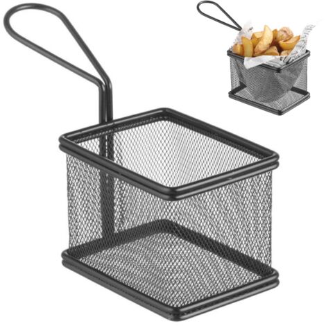 Cesta para servir aperitivos fritos en miniatura con asa (100 x 80 x 75 mm) - Hendi 425619