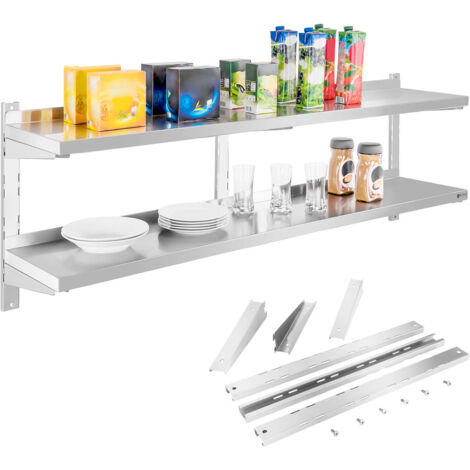 Estante de pared doble de acero, ajustable, 160cm