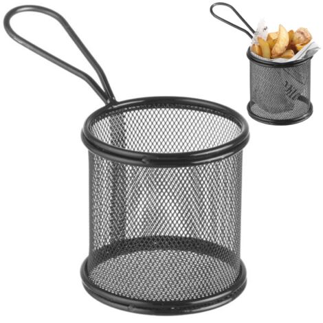Cesta para servir patatas fritas, con asa, redonda, 90x90x90 mm - Hendi 425633 (1/4)